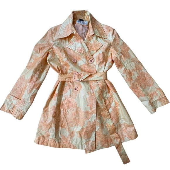 Floral Beige Trench Coat - Picture 2 of 10